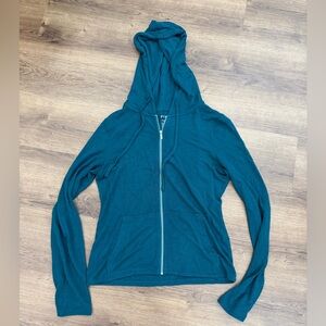 Teal fitted Zip-Up Hoodie for Women